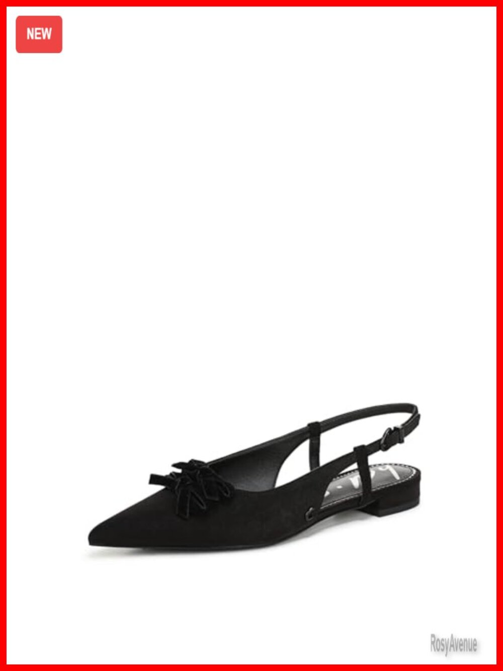 Pointed Toe Slingback Flats with Bow Accent Slip-On Shoes